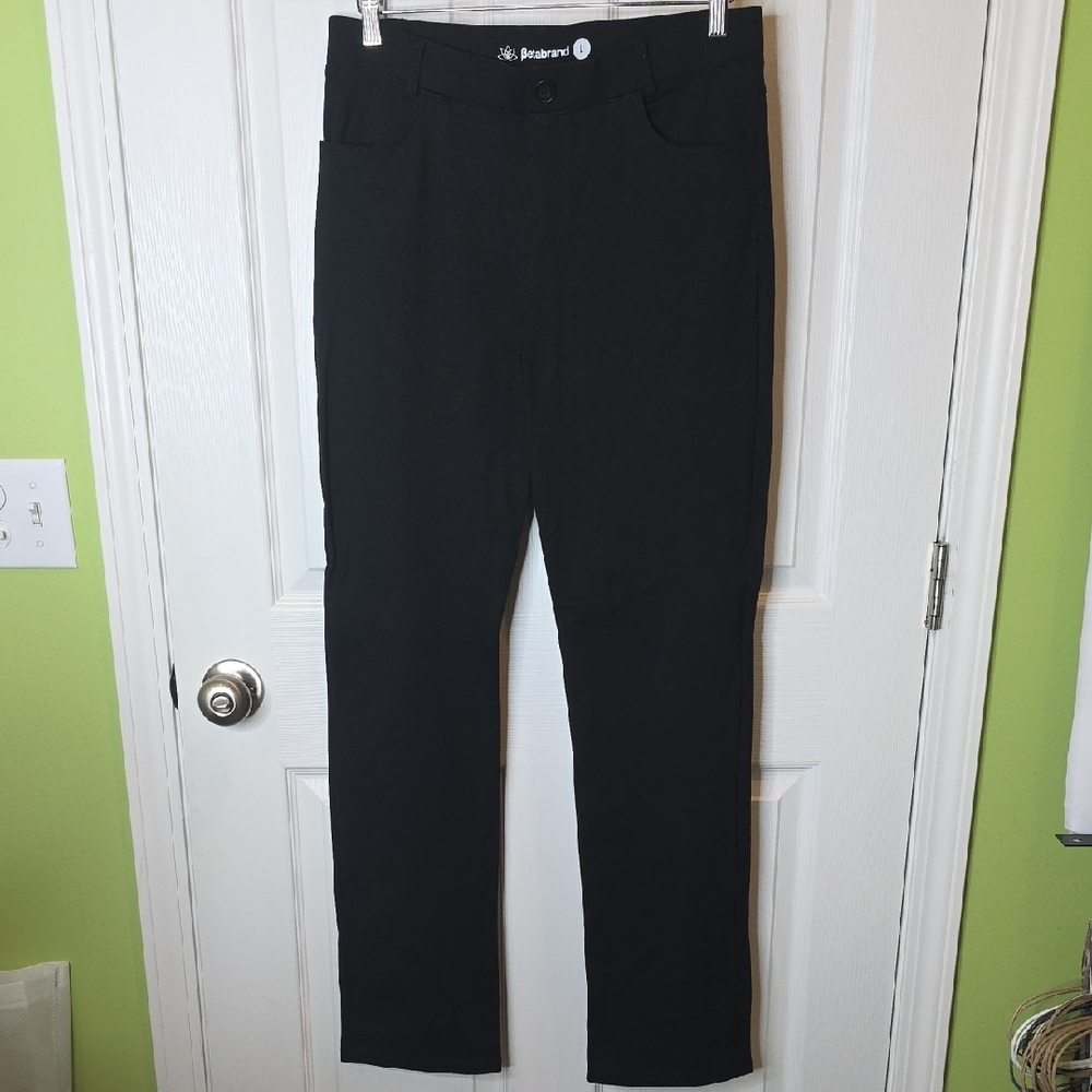 Betabrand DPYP Dress Pant Yoga Pant Bootcut in Black, Women's Size L